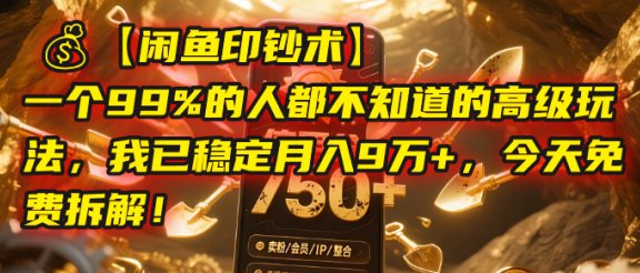 【闲鱼印钞术】一个99%的人都不知道的高级玩法，我已稳定月入9万+，今天免费拆解！